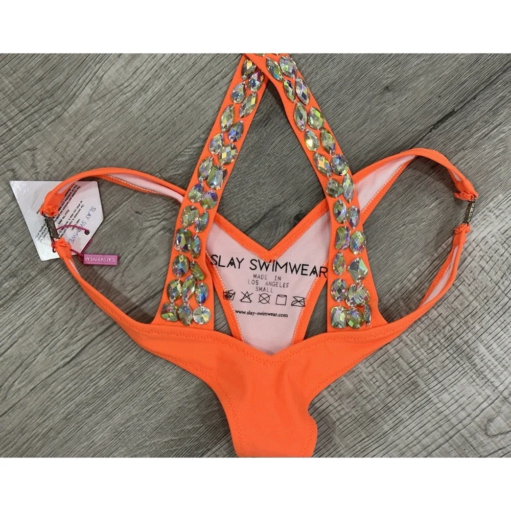 Slay Swimwear Sculpting Bikini Bottom Rhinestones NWT‎ Small S MSRP $179